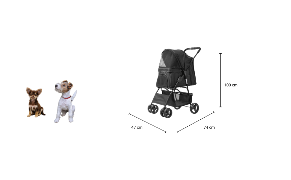 Візок для собак Сенна сірий, зручний для прогулянок