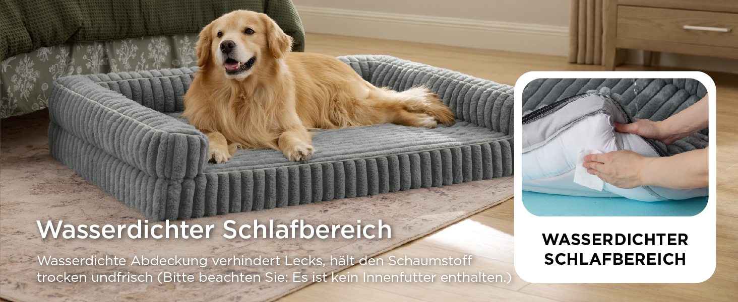 Ортопедичне ліжко для собак середніх порід BEDSURE - 76x51x16.5 см. Водонепроникне диванчик для собак з Memory Foam та Eierkarton-Schaum, знімний Cord-чехол, сірий.