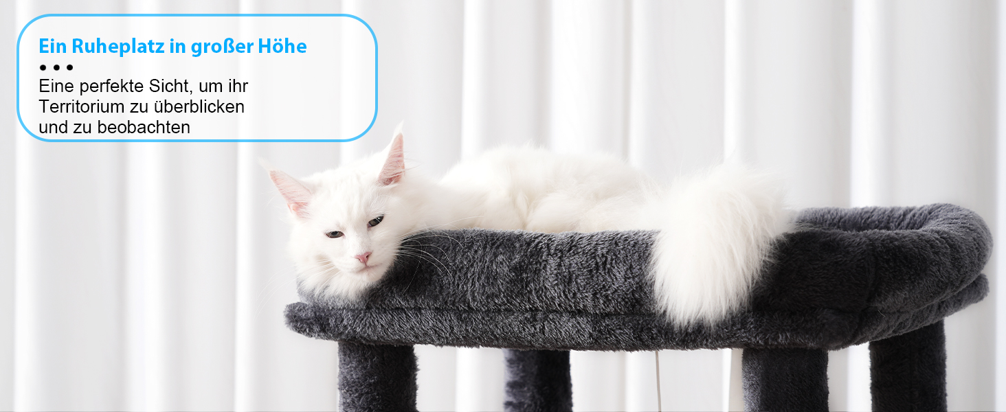 Котячий будиночок Hey-brother Kratzbaum: багатоповерховий, 145 см, сірий, з лежаком та гамаком