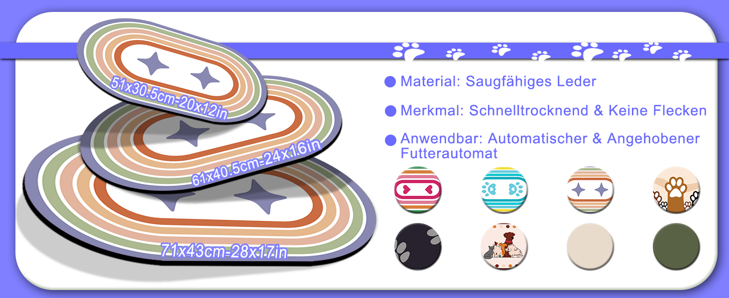 Підстилка для миски для собак та котів METEOROCK, 71x43 см, вбираюча, легко миється, фіолетовий зірка