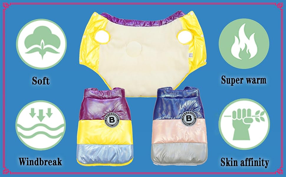 Теплий зимовий одяг для собак: куртка-вітровка з флісу для малих порід (бульдог, кіт) XL, 3 кольори (фіолетовий)