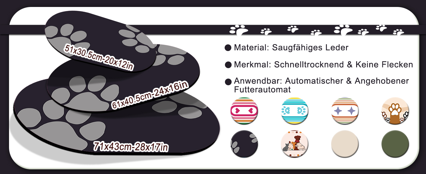 Підкладка під миску для собак та котів METEOROCK, 71x43 см, чорна, швидковисихаюча, для кількох тварин