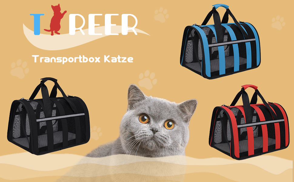 Транспортна переноска для кота Treer, з сіткою, складана, червона, 40x27x24 см