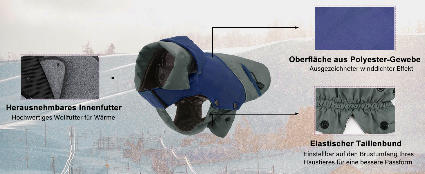 PETLOFT Зимова куртка для собак, світловідбиваюча, вітронепроникна, тепла флісова куртка для прогулянок на вулиці, знімний флісовий підкладка (S, фіолетовий)