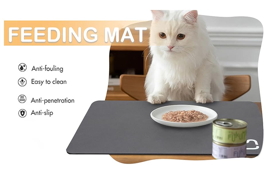 Водонепроникний килимок для годівлі котів GIBZ, 45x60 см, сірий