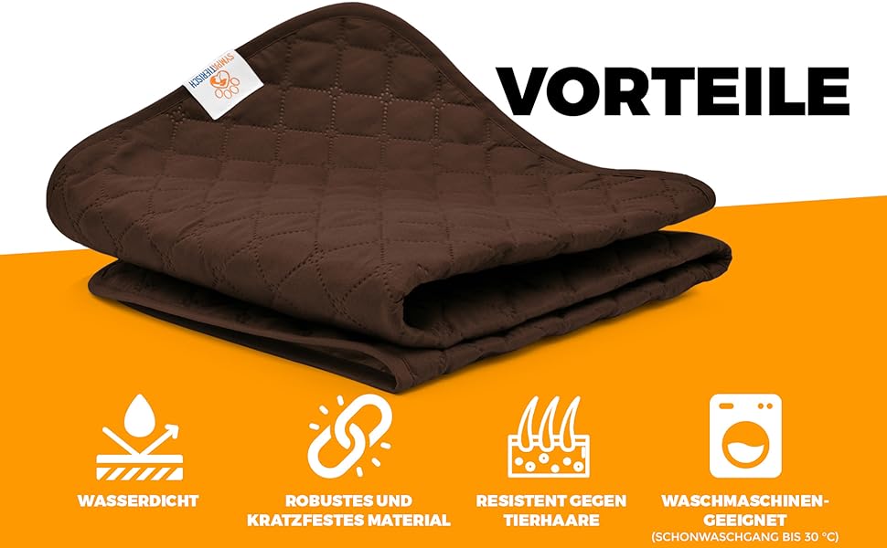 Водонепроникний плед для собак SympaTierisch - захист дивану та ліжка - антиковзаюча підстилка для собак, великих розмірів, придатний для прання - Колір: Коричневий, 150 x 130 см
