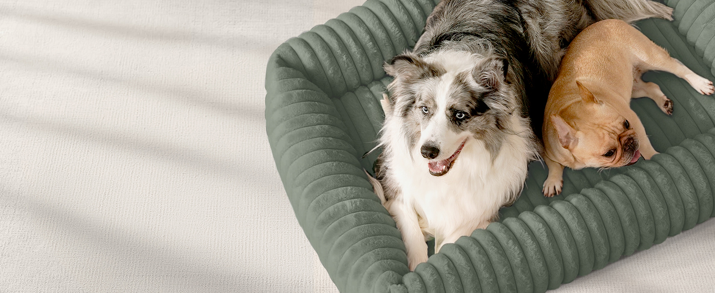 М'який лежак для собак, ортопедичний, великі породи, з підголовником, знімний, для собак XL, сірий (109x76x20 см)