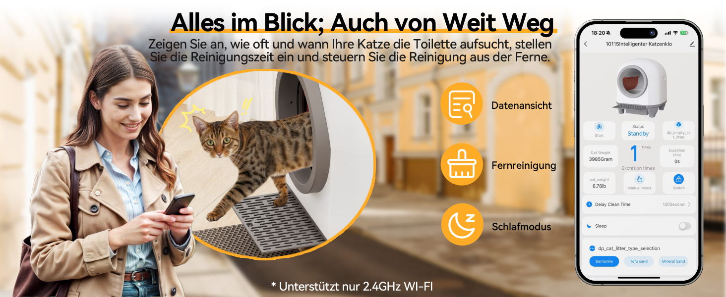 Devoko Самоочисний туалет для котів, 90л з низьким порогом, APP-керування, датчик безпеки та килимком