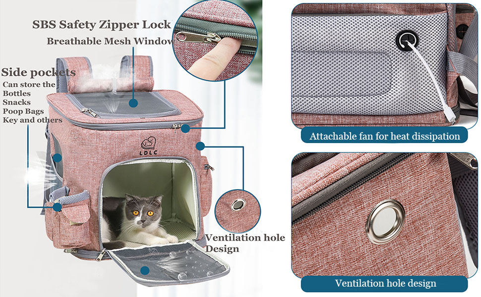 Рюкзак-переноска для собак та котів з сіткою, високоякісна переноска для маленьких собак, котів, кроликів, 28x27x43 см (Сірий, M)