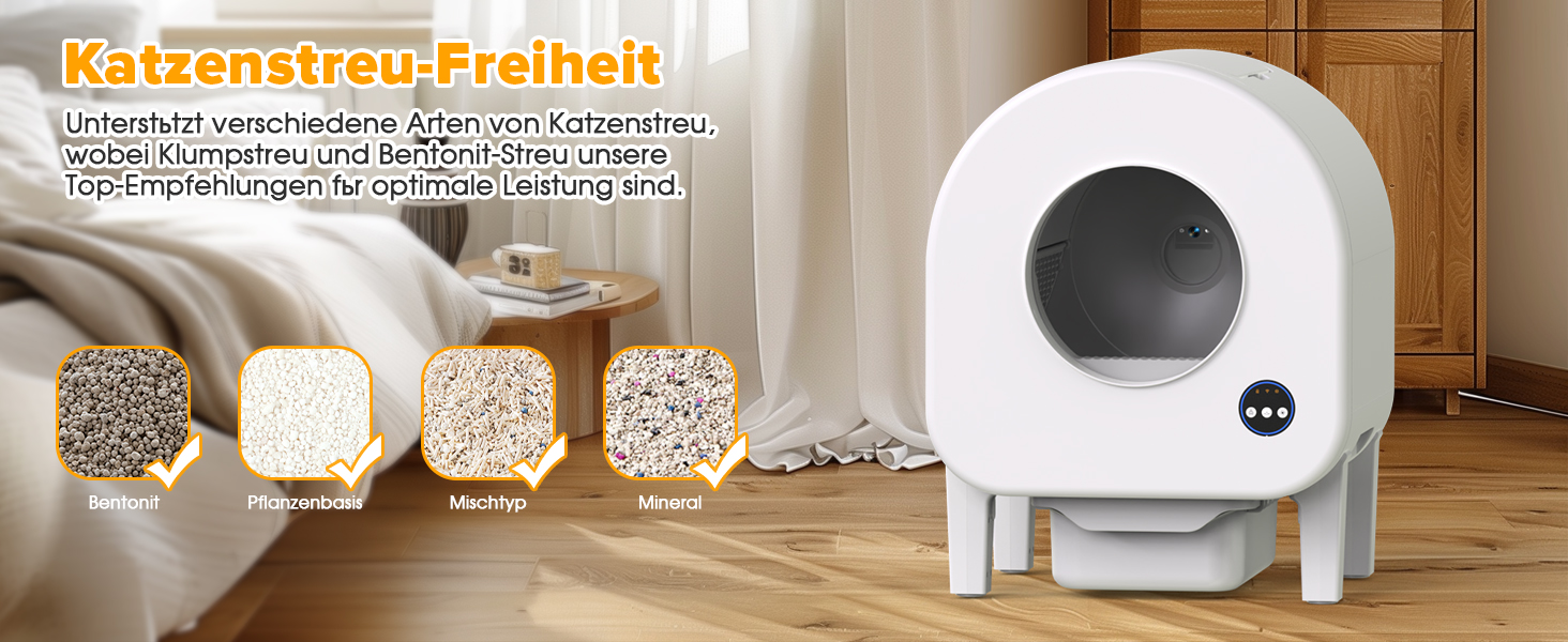 Автоматичний лоток для котів з камерою, 90л, самоочисний, для кількох котів, без запаху, з датчиками, керування через додаток, захист від защемлення