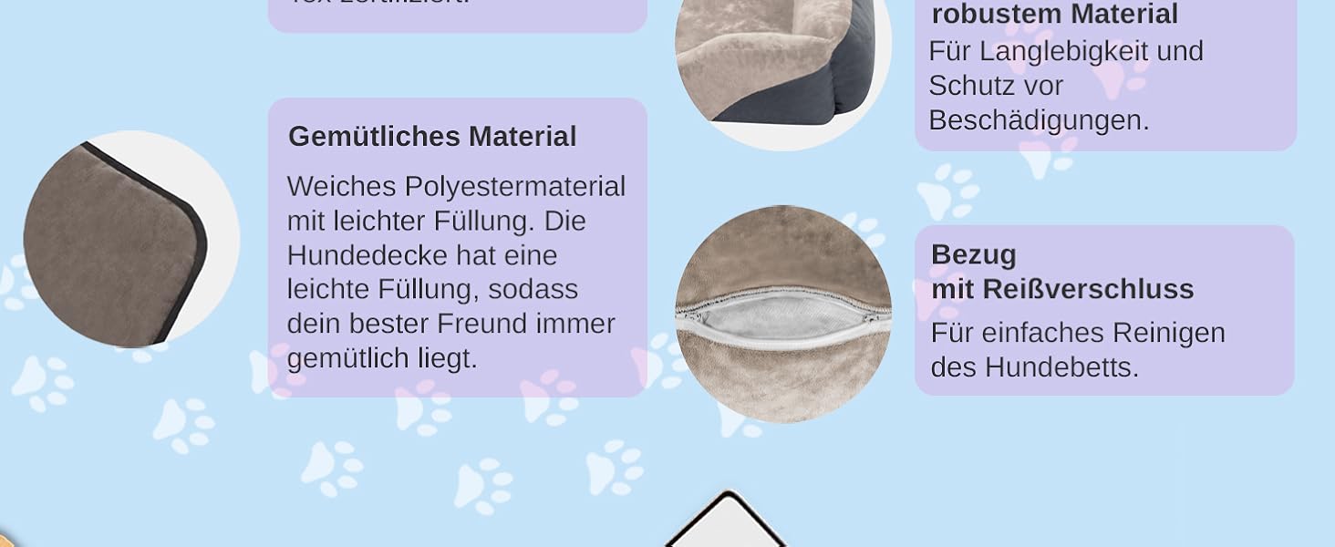 Корзина для собак Normani, ліжко для собак + ковдра, ліжко для домашніх тварин, знімний, пральний до 95°C, підходить для котів та собак, з екологічно чистих матеріалів, сірого кольору, розмір 60x80 см