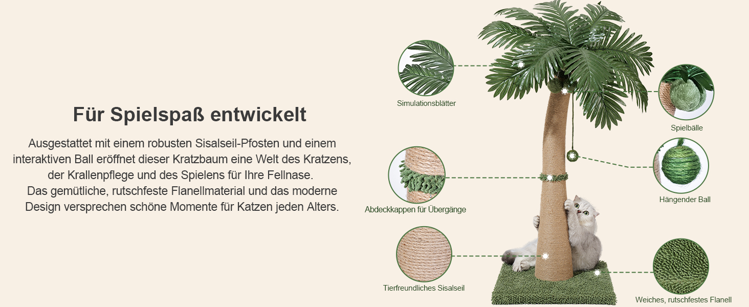 Котяча кігтеточка Furlogy, 92 см, з мотузкою та іграшками, для дому