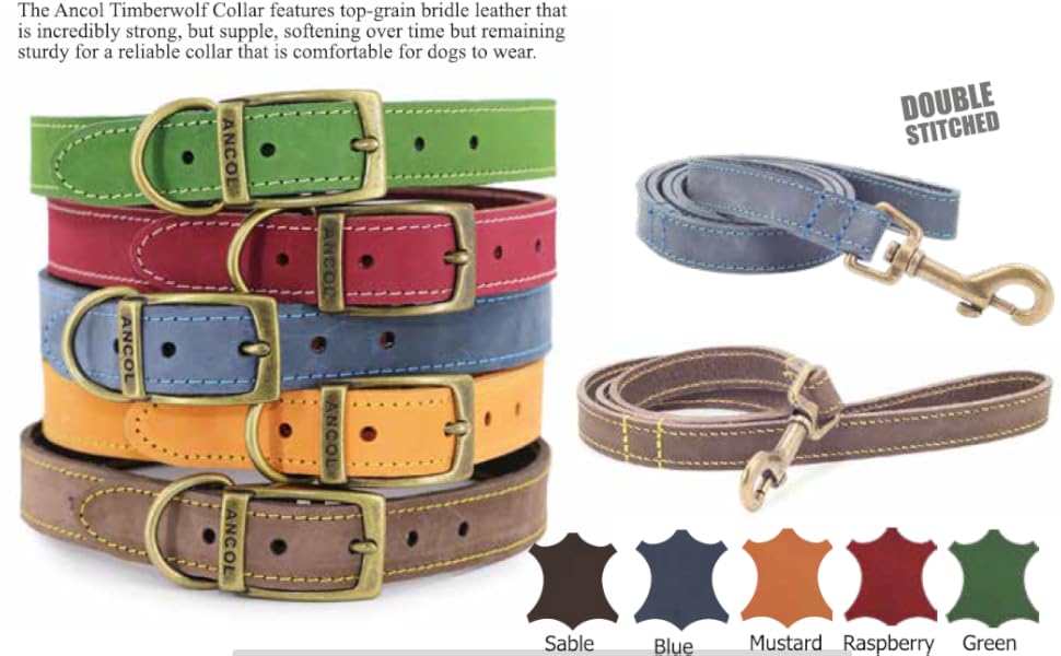 Нашийник для собак Ancol Timberwolf, шкіряний, кольору полуниці, 34-43 см