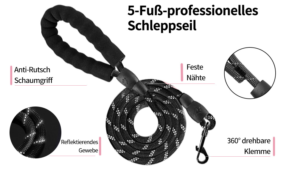 Нашийник для собак великих порід NESTROAD, поводок та ремінь безпеки для авто, чорний, розмір L (обхват шиї 38-48 см, обхват грудей 48-74 см)