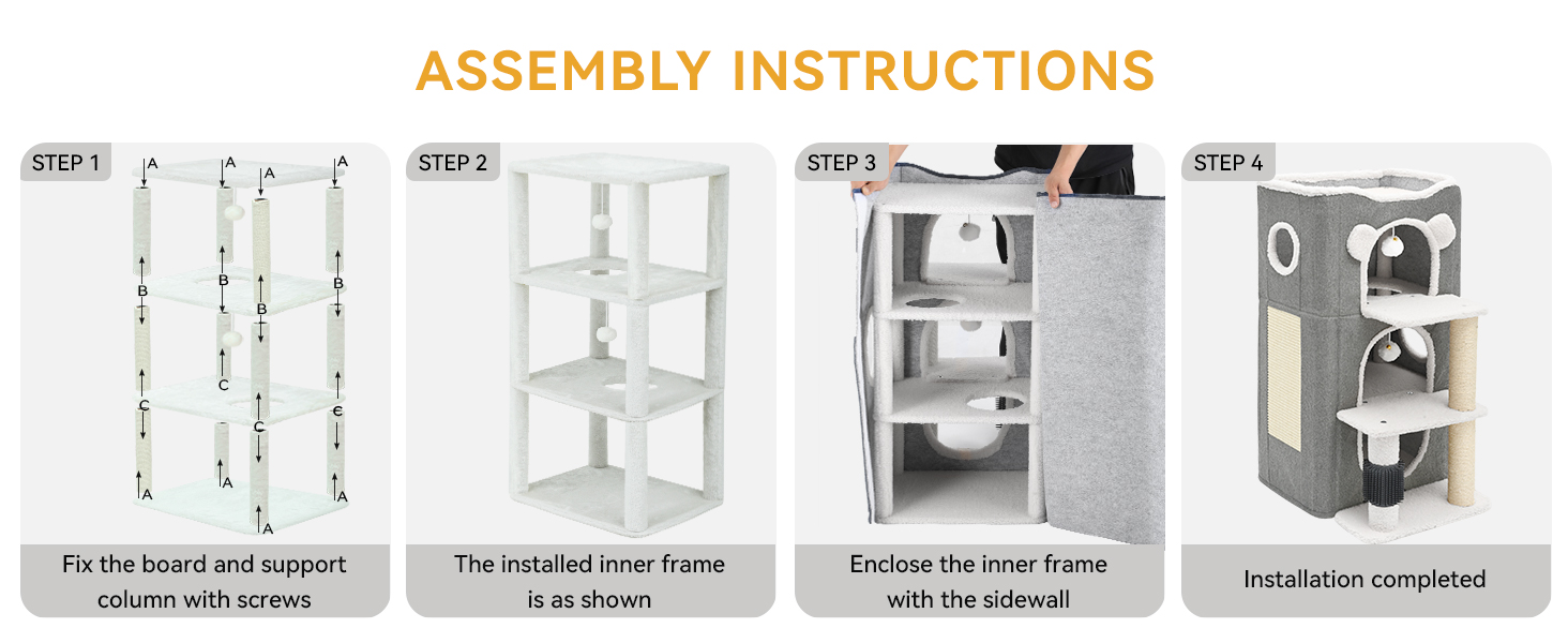 Будинок для котів YITAHOME: сучасний комплекс з тунелем, когтеточкою та ігровим майданчиком (сірий)