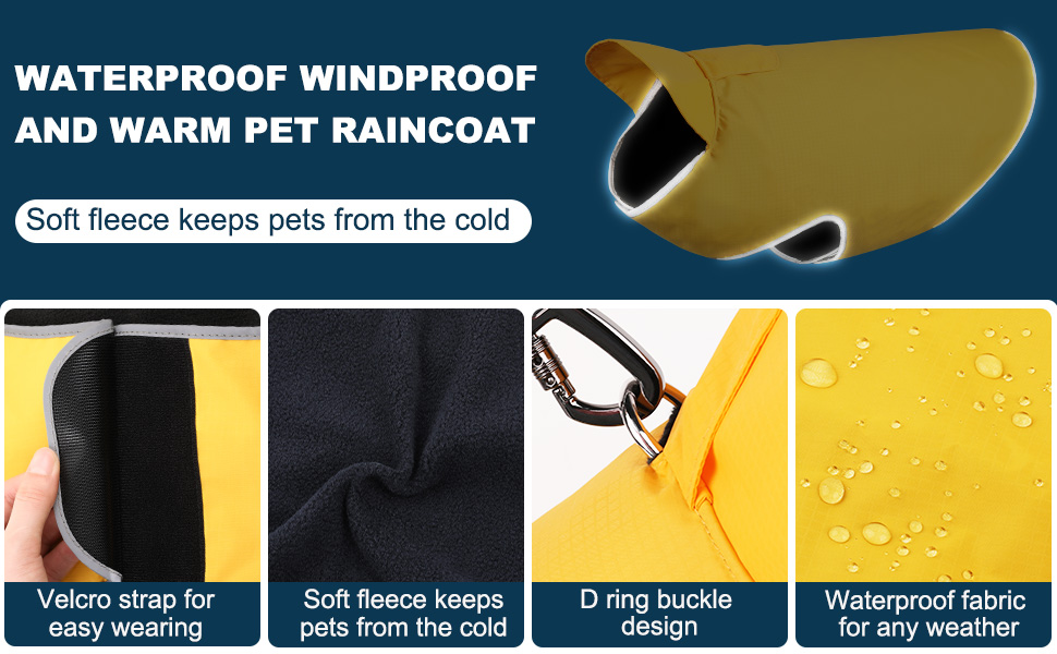 Водонепроникний собачий дощовик Yfbrite, легкий дощовик для тварин, регульований, теплий, для всіх порід, сірий, розмір M