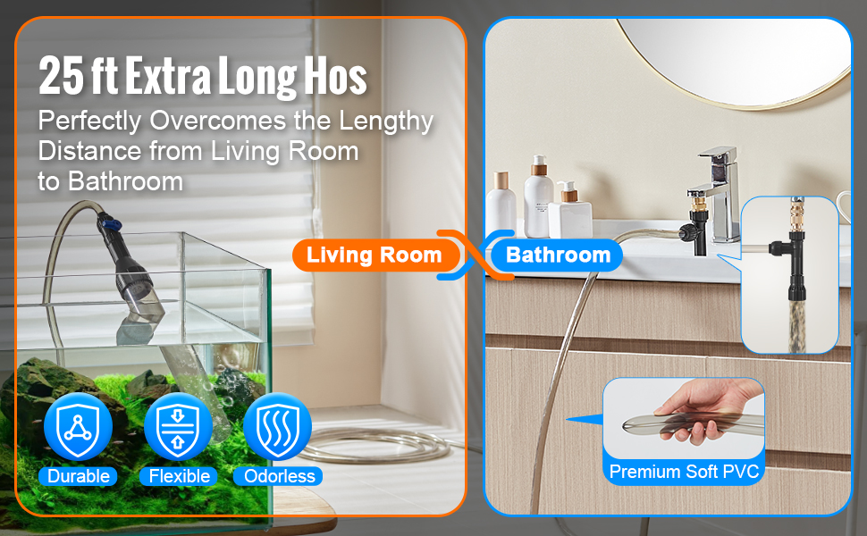 Акваріумний пилосос VEVOR з 9 м PVC-шлангом: кисневий насос для очищення ґрунту та води в акваріумі