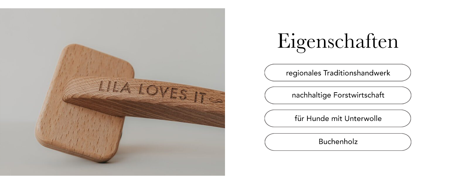 Щітка для шерсті собак Lila Loves It Small - з металевими зубцями, для собак, веганська, з бука