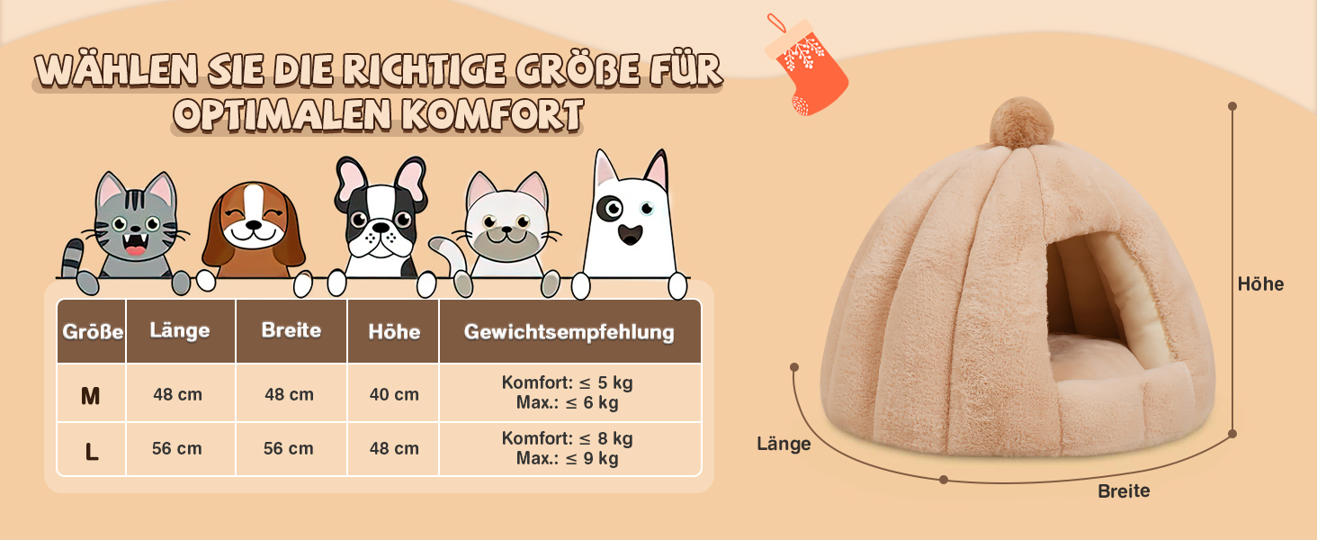 Кішка/Песик Іглу Будинок-Гніздо ALLSOPETS з Знімним Матрацом, Теплий та М'який Дім для Собак та Кішок (Сніжно-Білий, L)