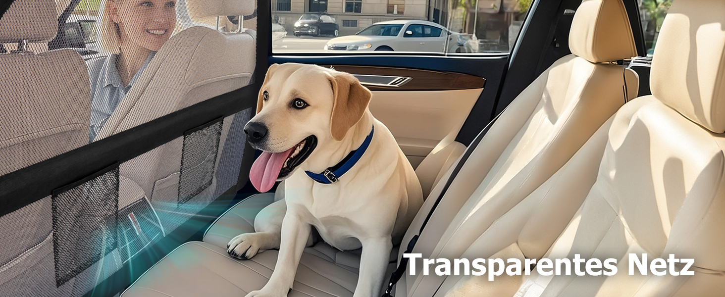 Сітка-перегородка для собак у машину CJYMMFAN - універсальна, для заднього сидіння та багажника, з металевим каркасом та прозорим сіткою