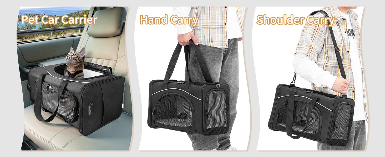 Транспортна переноска для собак та котів Petfit, чорна. Ідеально для подорожей літаком, автомобілем або потягом. Підходить для маленьких собак та котів.