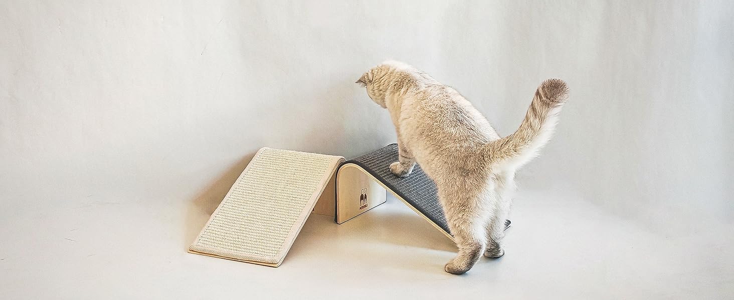 Котячий когтетоп Petrebels Design: дерев'яний когтетоп з сизалевим килимком, сірий, 38 x 23 x 23 см