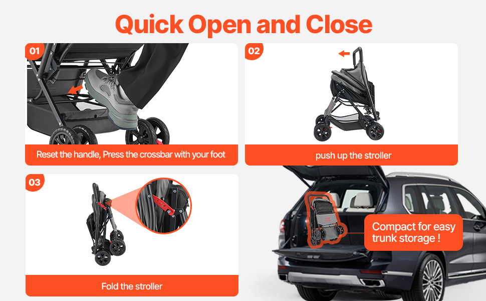 Візок для собак VEVOR, до 20 кг, складаний, 4-колісний, з сітковими віконцями та змінним ручками, з гальмом, для маленьких та середніх тварин