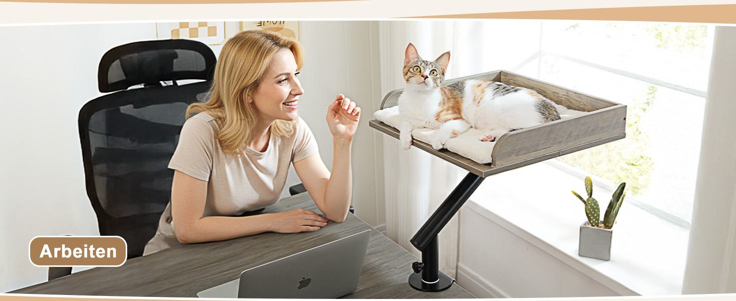 Кішка лежанка PAWZ Road на стіл, дерев'яна, обертова, регульована, гамак для кігтів, до 23 кг, сіра