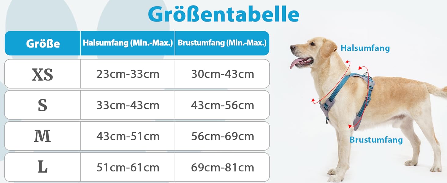 Шлейка для собак Huntboo Anti-Zug, для малих, середніх та великих собак, не тягне, світловідбиваюча, з 2 карабінами, регульована, для тренувань та бігу (M, синій)