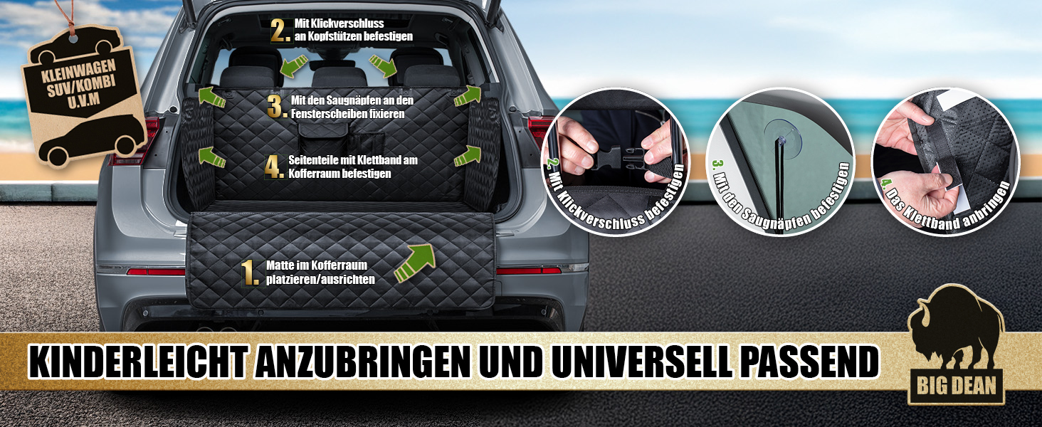 Захисна підкладка для багажника BigDean Premium з боковими та захистом бампера – захист багажника для собак, стійкий до бруду та води – універсальна ванна для багажника для собак та багажу