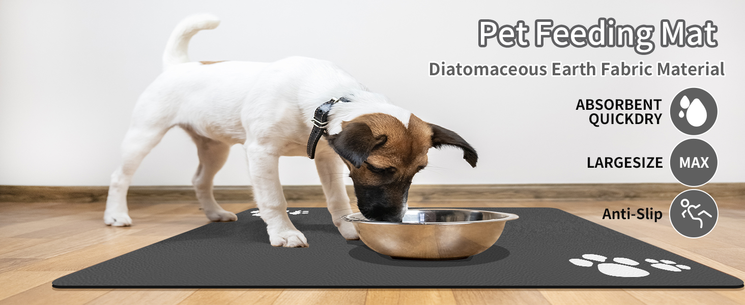 Гумова килимок для годівлі собак та котів, 44.5 x 71 см, сірий (4 лапки)