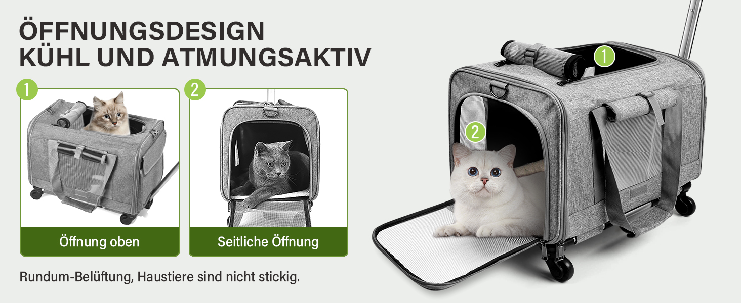 Переноска для тварин ALLSOPETS з колесами для котів та собак, сіра, для подорожей літаком