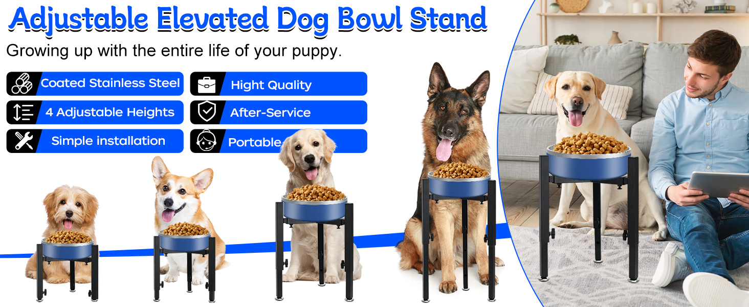 Підставка для корму для собак Triangle, регульована висота, метал, стабільна та протиковзна