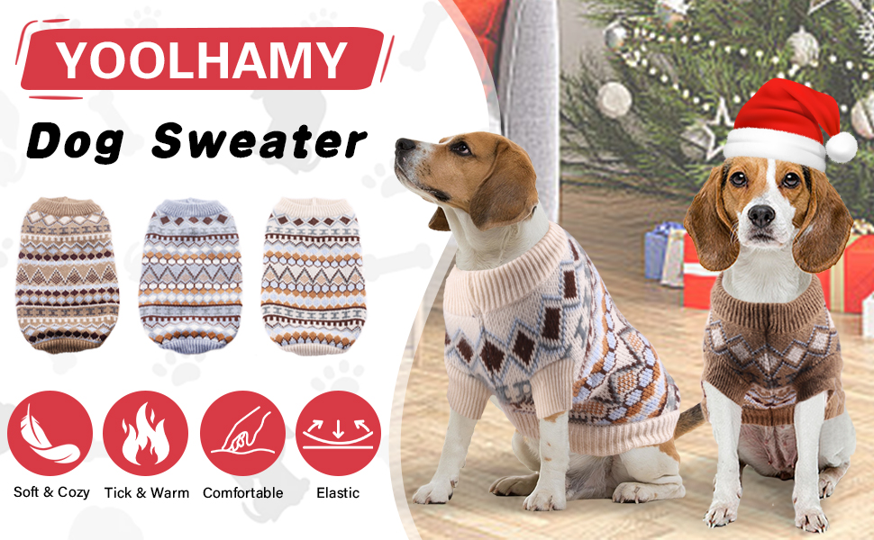 Теплий пуловер для собак на Новий рік, пухкий пуловер для маленьких та середніх собак, для Чихуахуа, Французького бульдога (Бежевий, M)