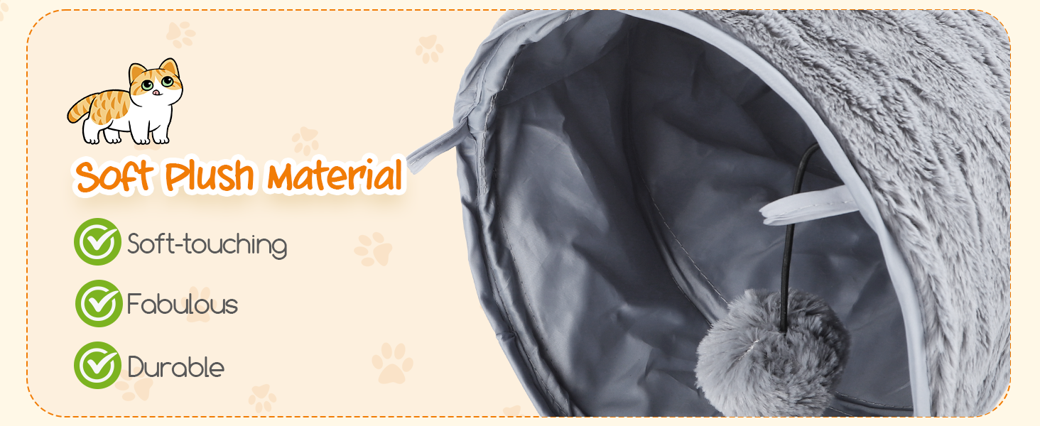 Туннель для котів Nobleza, 3-ходовий, розкладний, з іграшкою-м'ячиком, сірий (D25*L108cm)