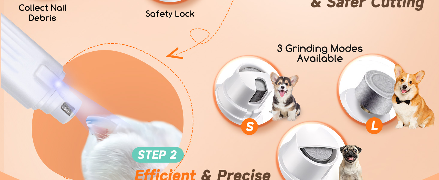 Електричний триммер для когтів Nobleza 2 в 1 з LED-підсвічуванням для собак та котів середніх та маленьких порід