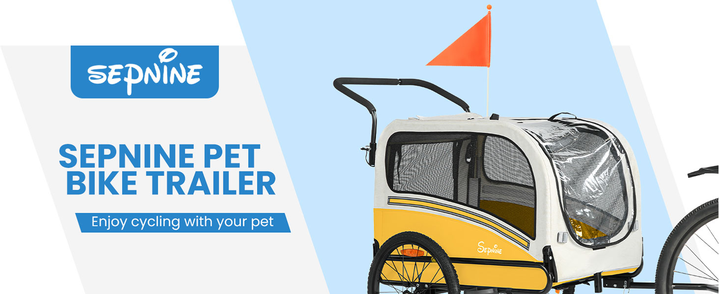 Причіп для собак SEPNINE® 2-в-1 для велосипеда та джоггінгу, до 30 кг (жовтий)