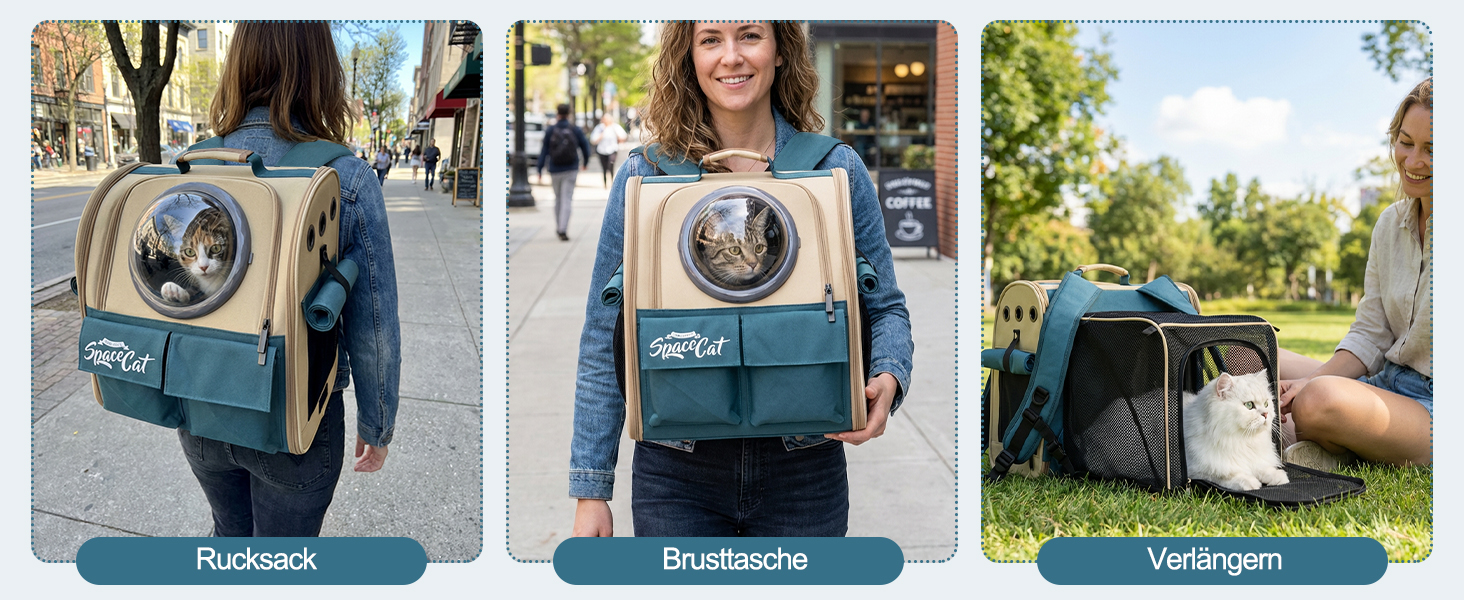 Розширюваний рюкзак для тварин Galatée, дозволений для перевезення в літаку, для котів та маленьких собак, дихаючий, для подорожей, хакі