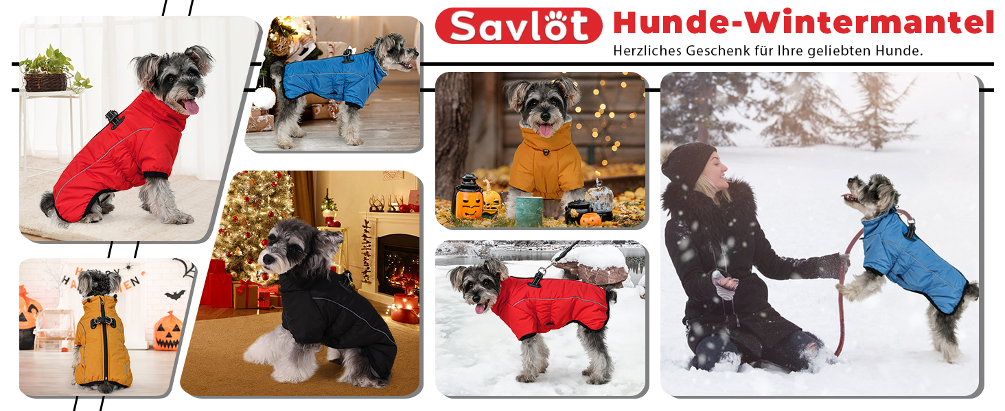 Теплий зимовий одяг для собак Savlot: водонепроникна куртка з підкладкою з флісу для малих, середніх та великих собак (3XL, червоний)