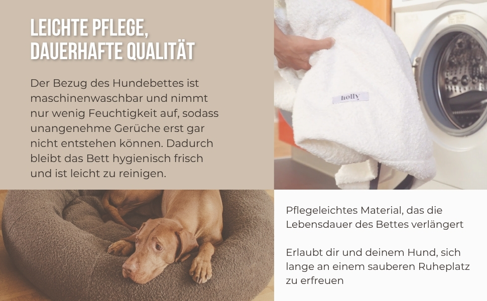 Крісло-лежанка для собак Holly Hundebett: міцний, зручний, з м'якої тканини Bouclé, Cocoon Design, підтримка шиї та хребта (S/M, кремовий)