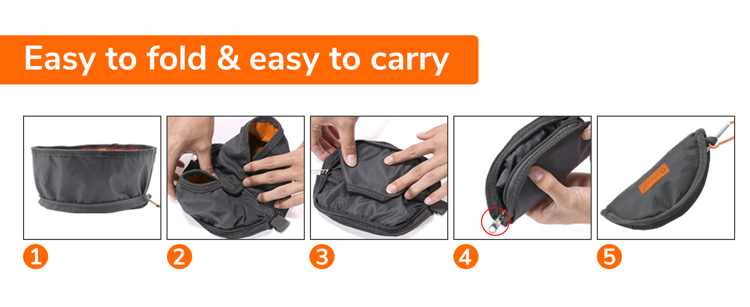 Набір мисок для собак LumoLeaf (2 шт.): 2L та 2.4L, портативні, складні, для подорожей, оранжевий + жовтий