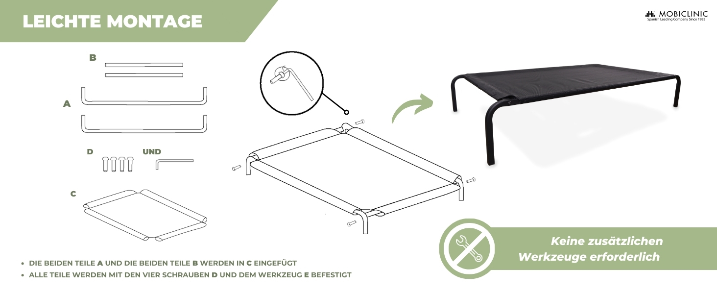 Mobiclinic® Cleo: Підвищене ліжко для собак, ізольоване, 122x71x21 см, чорне