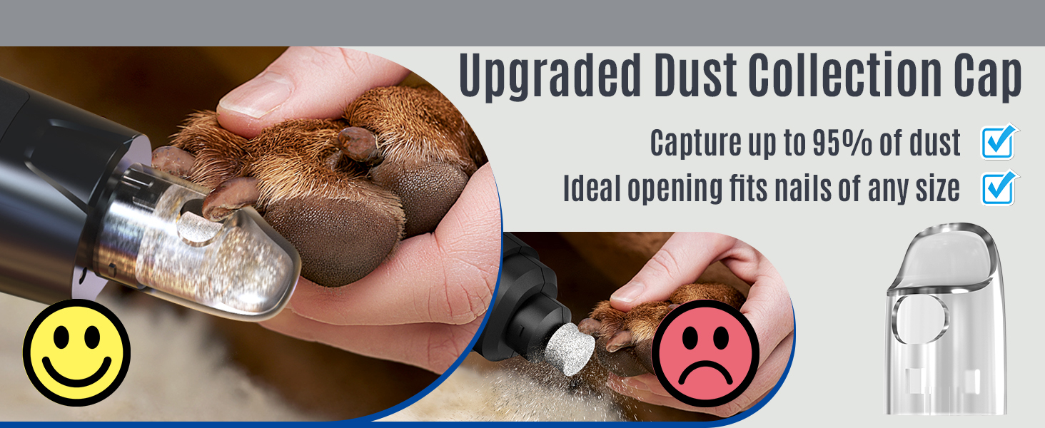 Електричний шліфувальник кігтів для собак та котів Casfuy Neue - тиха робота, 7 годин роботи, 2 LED, для собак великих, середніх та малих порід, чорний