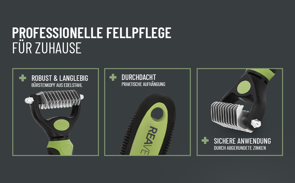 Щітка для собак та котів ReaVET для видалення підшерстя та ковтунів, великі та малі породи (M-L, XS-S), з масажним ефектом та захистом верхнього шару шерсті