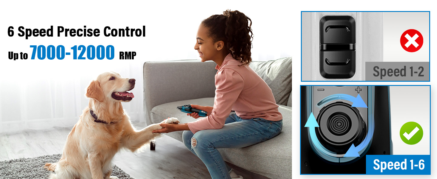 Шліфувальник кігтів для собак Casfuy Smarter Krallenschleifer 6-ступінчатий – 50% потужніший, з LED-підсвіткою, тихий, перезаряджається, для собак та котів різних розмірів, темно-синій