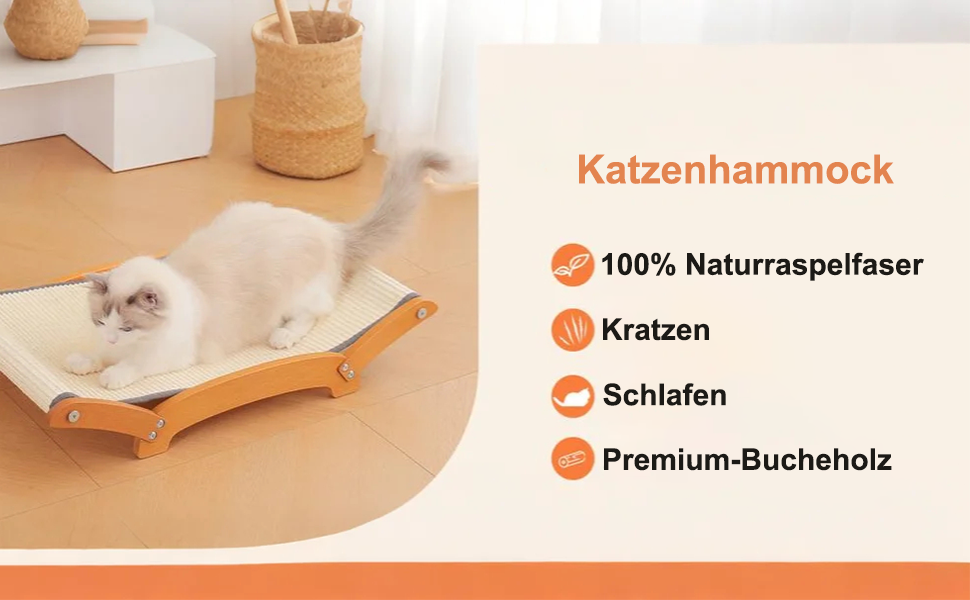 Кігтеточка-ліжко для котів з сизалю, масивне дерев'яне ліжко-гамак, кігтеточки, стійка для дряпання, великі коти, меблі для котів