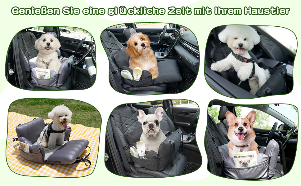 Автомобільний лежак для собак, знімний Airbag, сірий, водонепроникний, для собак до 15 кг, технічна тканина