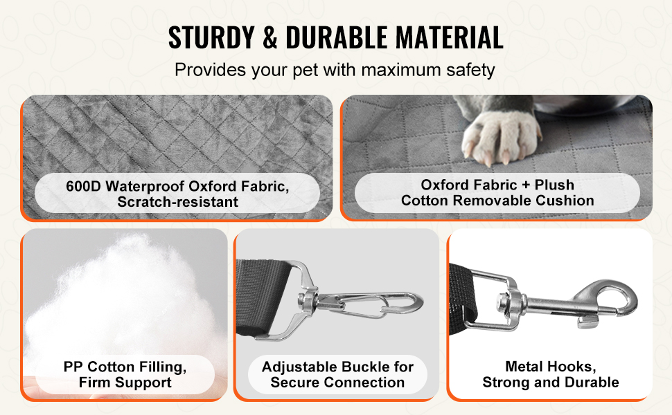 Автокрісло для собак VEVOR - підйомник для собак у машину з кишеню, страхувальний поводок, наповнювач з губки та PP-бавовни, автоліжко для собак малого та середнього розміру до 18 кг