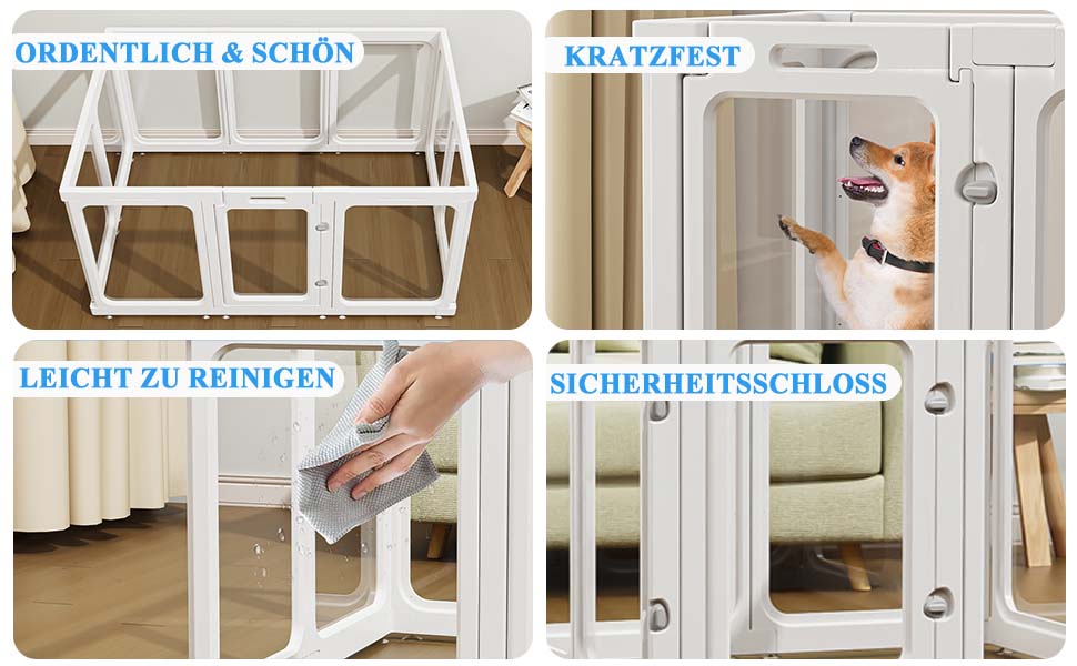 Кія для цуценят SISKEYCOOC 60 см з акрилового пластику, прозорий, з дверцятами, для собак середніх та маленьких порід, легкий у догляді, для дому, 10 шт. Білий, 9+1, висота 60 см