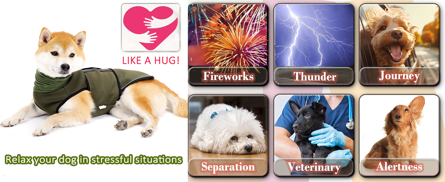 Заспокійливий жилет для собак та котів Dotoner з навушниками, зелений, з відбиваючими смугами